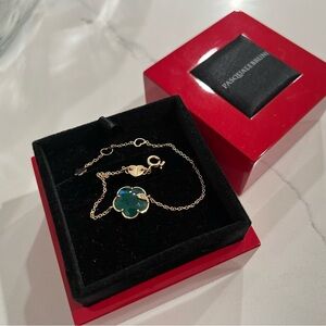 Pasquale Bruni gold petit joli diamond green agate clover flower bracelet